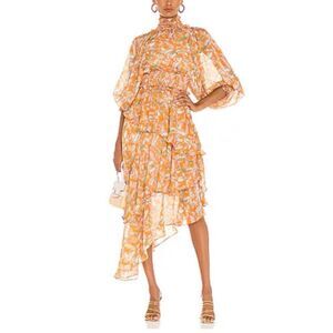 NWT Elliatt Astrid Ruffle Tiered Floral Side Slit Maxi Dress Women's Medium